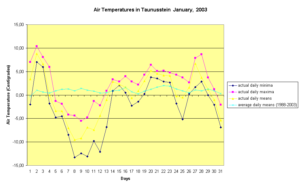 Air Temperatures in Taunusstein  January,  2003