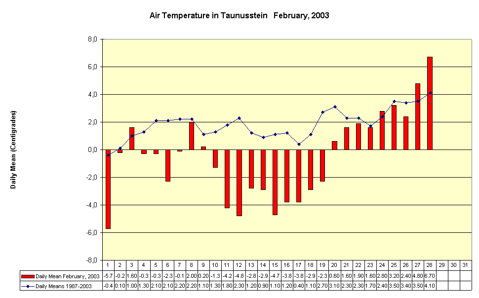 Air Temperature in Taunusstein   February, 2003
