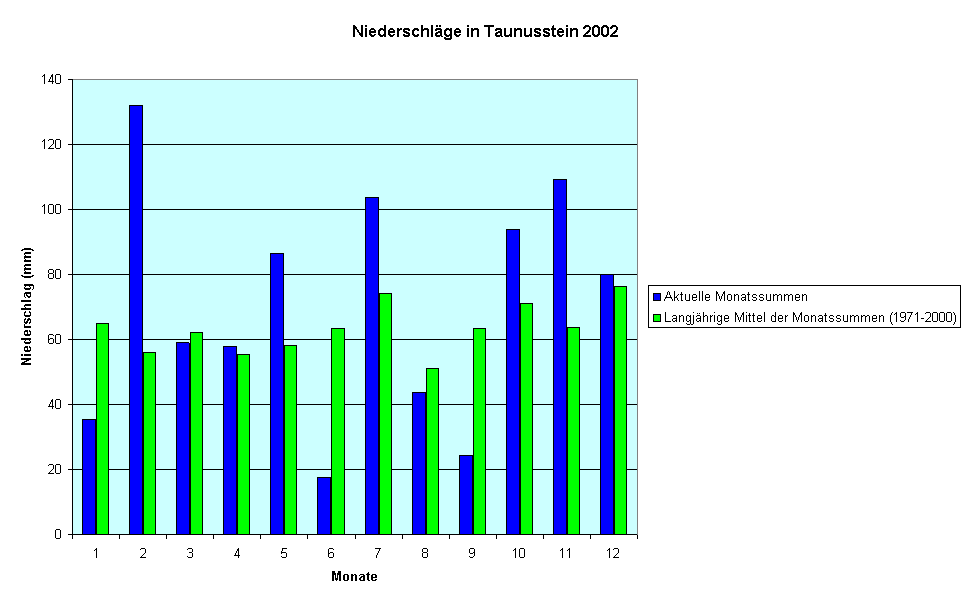 Niederschlge in Taunusstein 2002